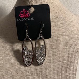 Silver oval fishhook earrings